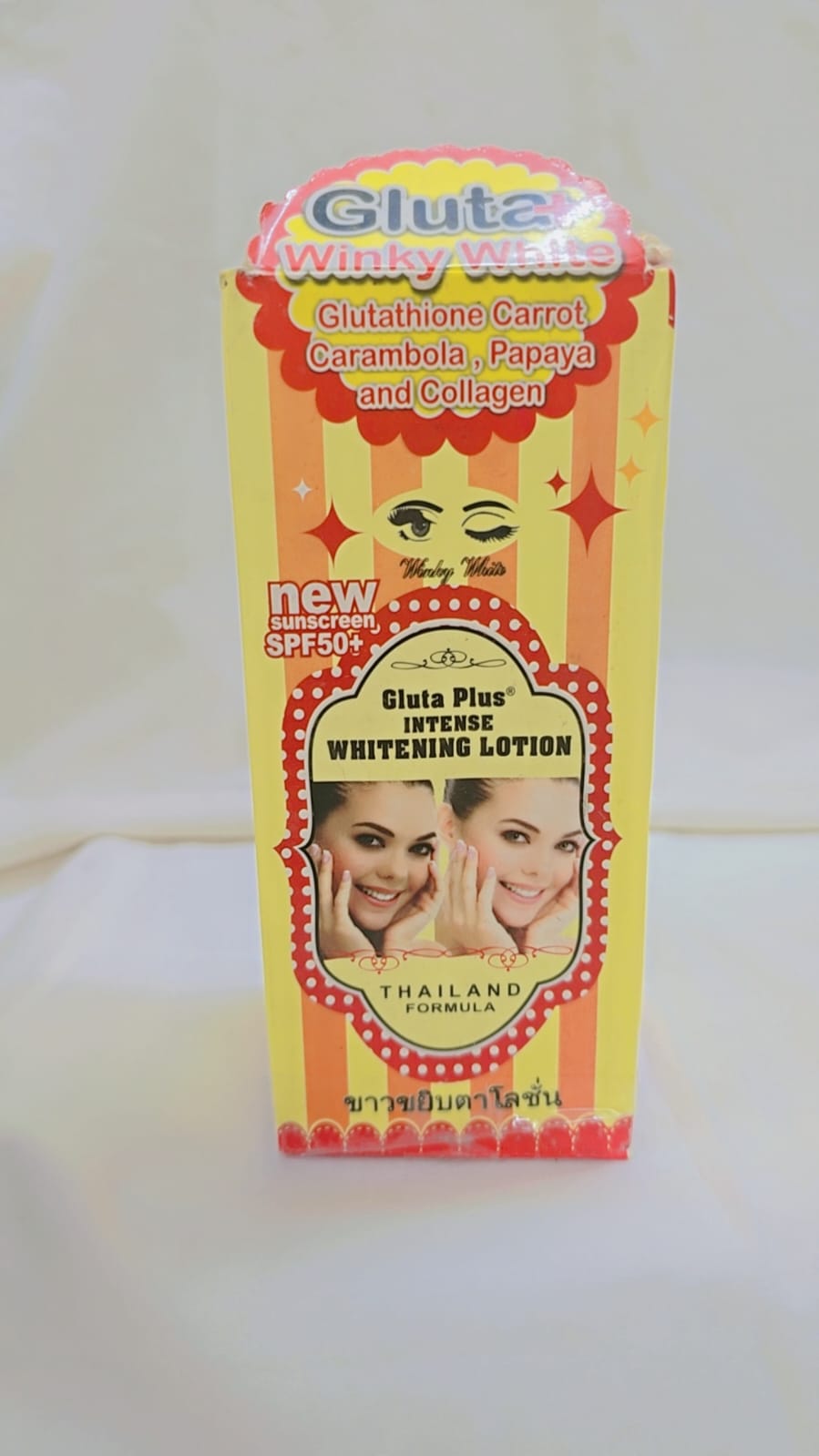 GLUTHA + WINKY WHITE GLUTATHIONE CARROT CARAMBOLA PAPAYA & COLLAGEN SPF 50
